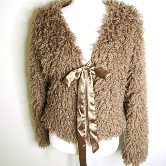Max Studio Jackets & Blazers - MAX STUDIO Champagne Furry, Casual Evening Jacket
